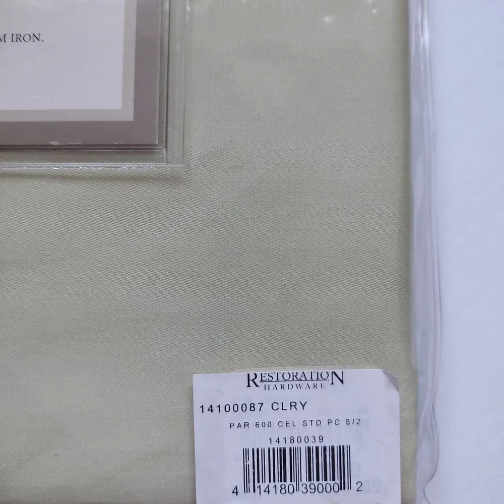 Restoration Hardware Italian Paradigm 600 2 pc Pillow Cases Set Celery Standard
